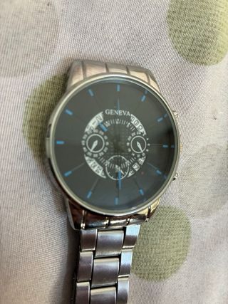 Reloj Geneva Hombre Negro y Plateado