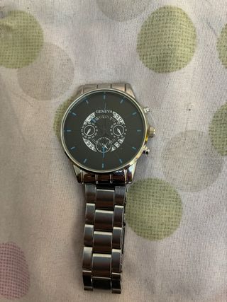 Reloj Geneva Hombre Negro y Plateado
