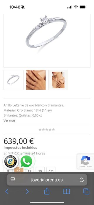 Anillo Oro Blanco Diamante Lecarre