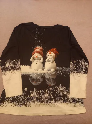 Camiseta Navideña Muñecos Nieve Talla M