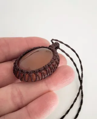 Collana macramè con agata corniola