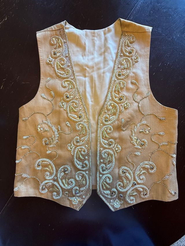 Chaleco vintage bordado antiguo original