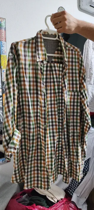 Camisa cuadros marrón y verde