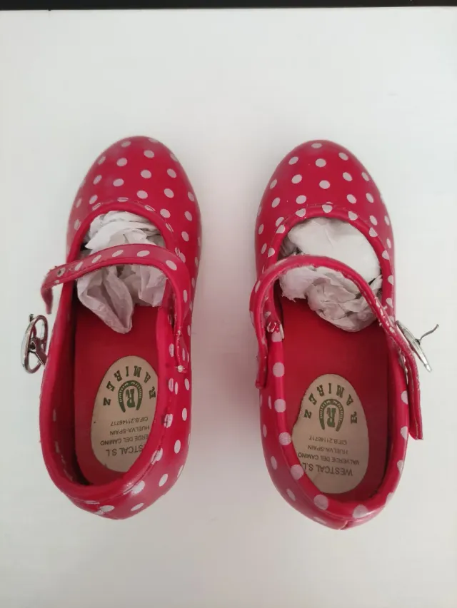 Zapatos Flamenca Niña Talla 24 Rojo Lunares