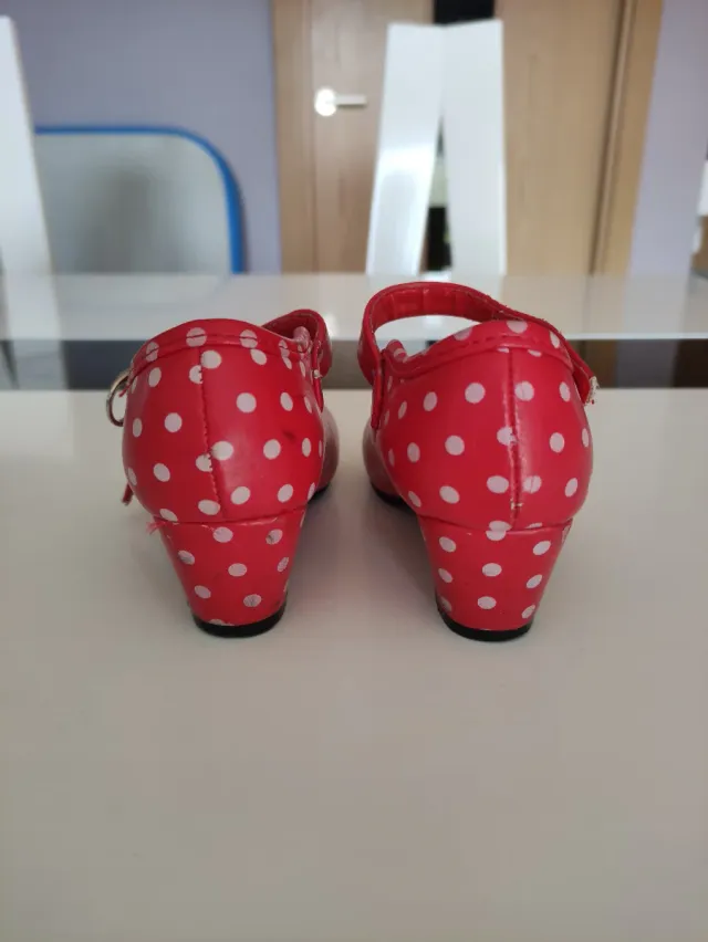 Zapatos Flamenca Niña Talla 24 Rojo Lunares