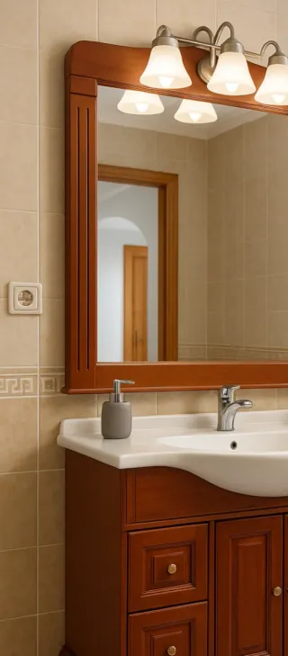 Mueble de baño con lavabo y espejo. NUEVO