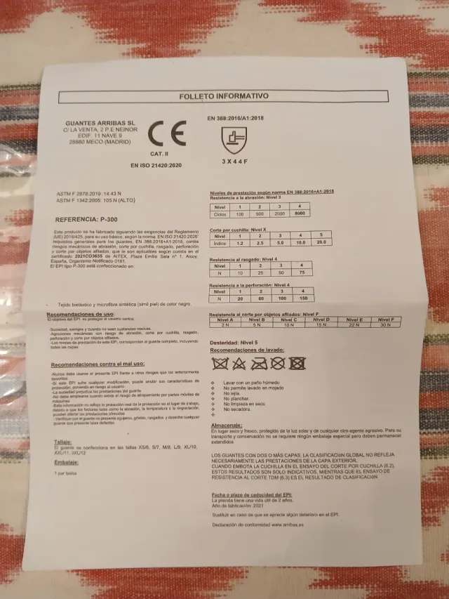 Guantes anticorte Kevlar Nivel 5 Talla M/8