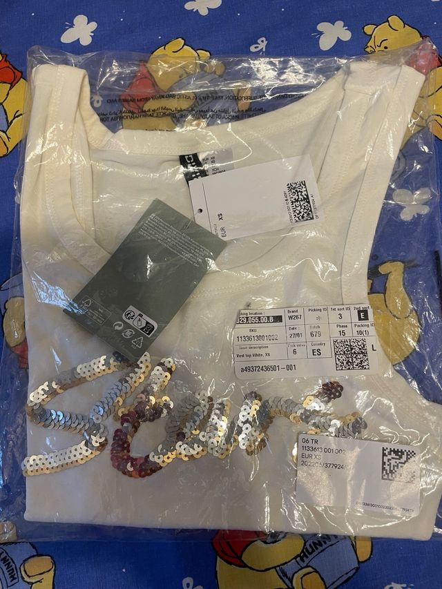 Camiseta H&M tirantes con lentejuelas xs