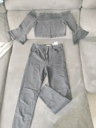 Conjunto vaquero gris