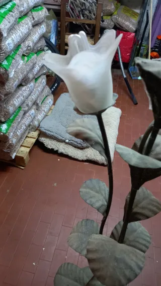 Lampada ferro battuto con vetro di Murano