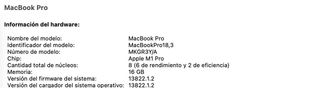 MacBook Pro 14 M1 Pro 16GB/512GB + Funda