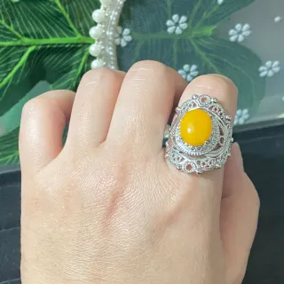 Anillo Acero Inoxidable Ámbar Natural