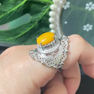 Anillo Acero Inoxidable Ámbar Natural