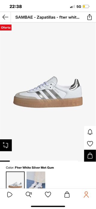 Zapatillas Adidas Samba Blancas y Plateadas