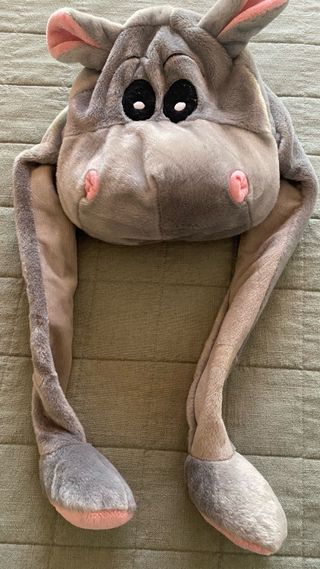 Gorro Hipopótamo Gris y Rosa,