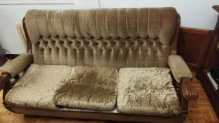 Sofá y 2 Butacas tela aterciopelada