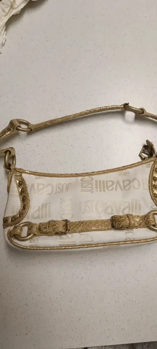 Bolso pequeño Just Cavalli blanco y dorado