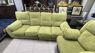 Sofá y butaca tela y piel