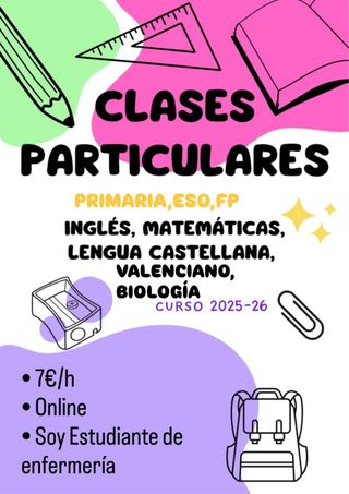 Clases particulares Primaria, ESO, FP