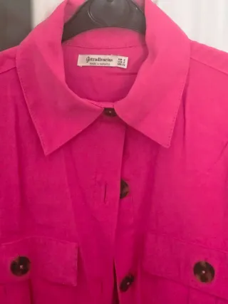 Camisa Oversize Stradivarius Rosa Talla S