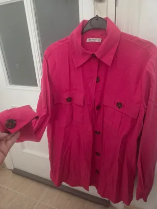 Camisa Oversize Stradivarius Rosa Talla S