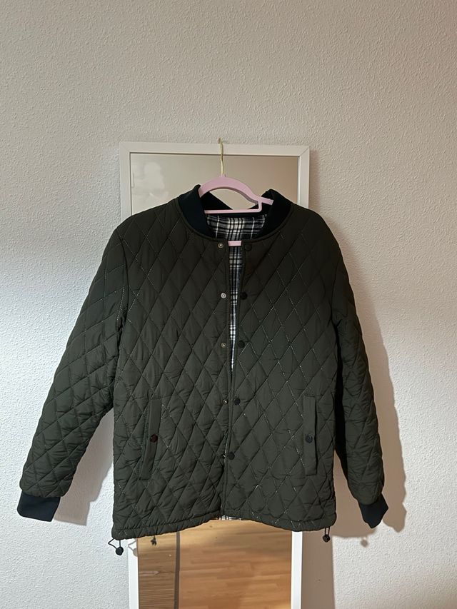 Chaqueta acolchada cuadros hombre