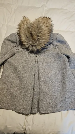 Giaccone donna grigio con cappuccio pelliccia XS