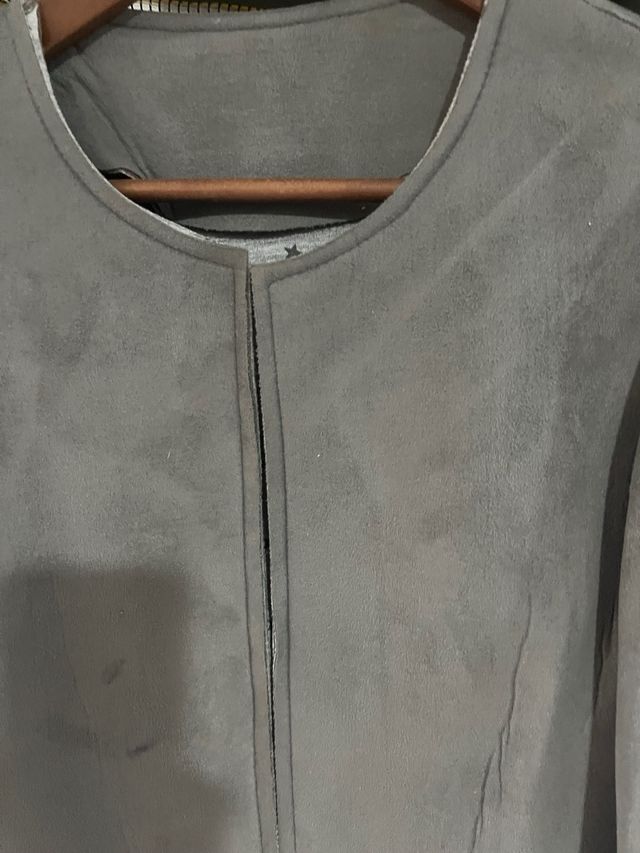 Chaqueta gris piel melocotón T U