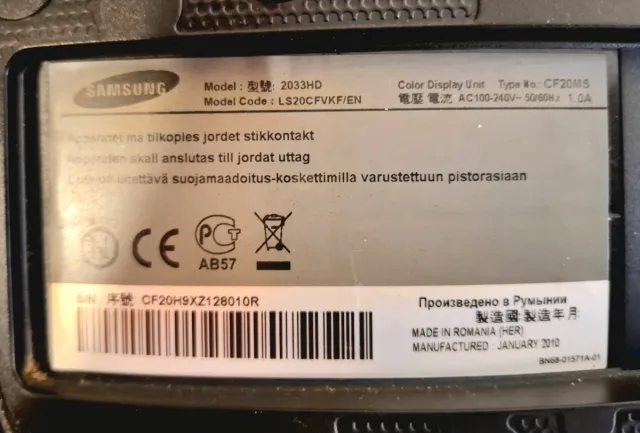 Pantalla Samsung 2033hd para reparar