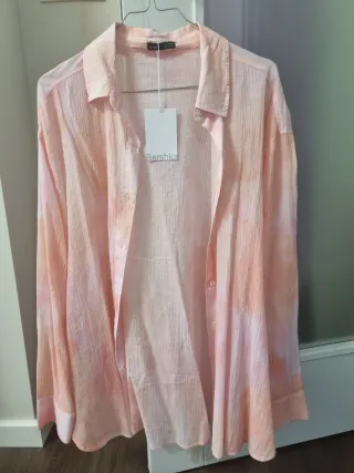Camisa Bershka Talla M, Naranja Rosa