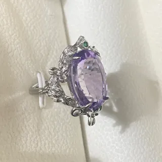 Anillo Amatista Natural Diseño Floral