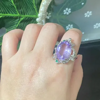 Anillo Amatista Natural Diseño Floral