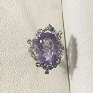 Anillo Amatista Natural Diseño Floral