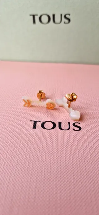 Pendientes tous oro  bilaminado y nacar