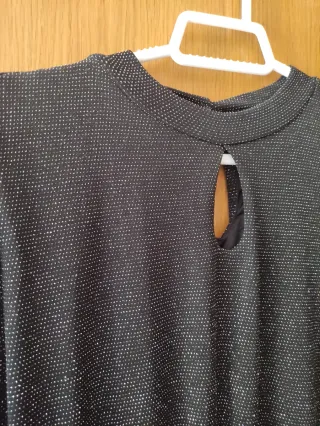 Vestido fiesta plateado y negro