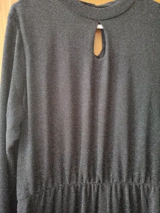 Vestido fiesta plateado y negro