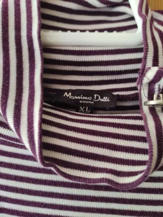 Jersey cuello alto rayas morado y blanco