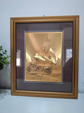 Quadro anni 70 stampa color oro