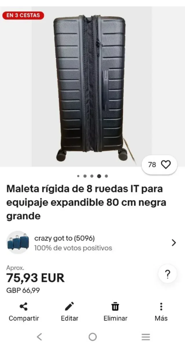 Maleta rígida IT expandible 80cm negra