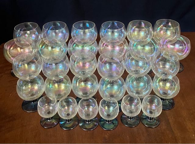 Bicchieri Cognac Vetro Cristallo Iridescente