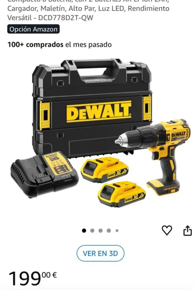 Taladro DeWalt con baterías y maletín