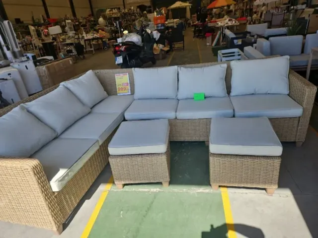 Conjunto de Sofá Exterior Beige y Gris