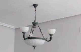 Lámpara de techo comedor de bronce y cristal