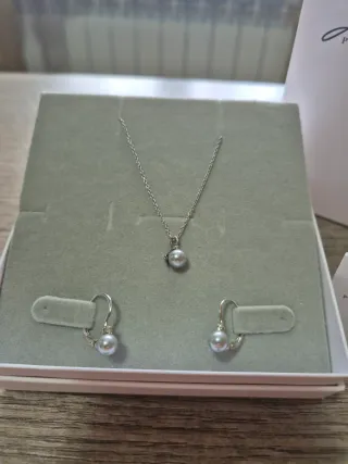 Set 4US Paciotti Orecchini e Collana Perla Grigia