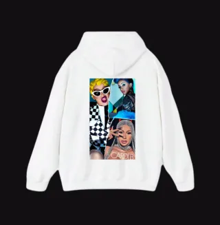 Sudadera Blanca con Estampado Cardi B