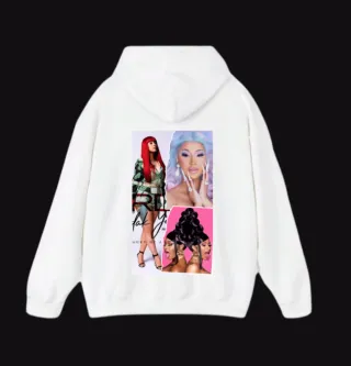 Sudadera Blanca con Estampado Cardi B
