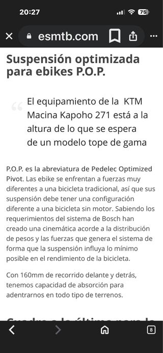 Bicicleta Eléctrica KTM. Stelo idraulico regolabile