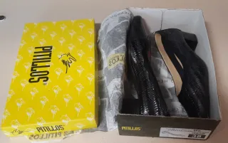 Zapatos Pitillos Piel Negros tacón bajo Talla 38