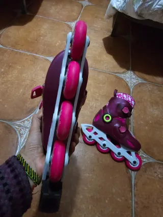 Patines en línea Oxelo Play 5 niña morado y rosa