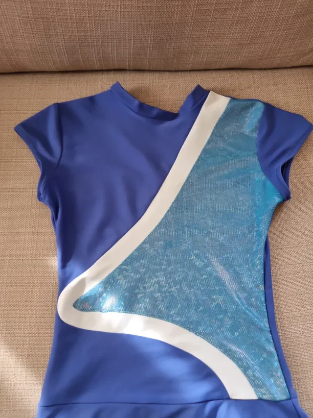 Maillot Rítmica Azul y Plateado de Menkes T12